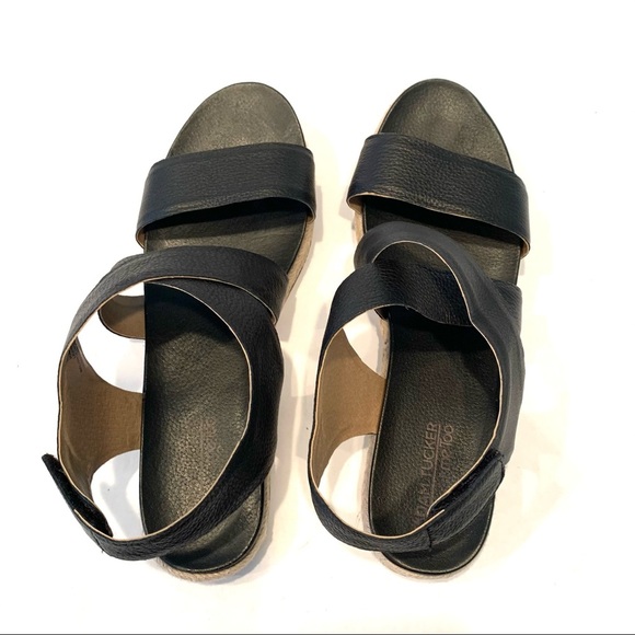 Adam Tucker Black Genuine Leather Espadrille Sandal - Picture 4 of 12